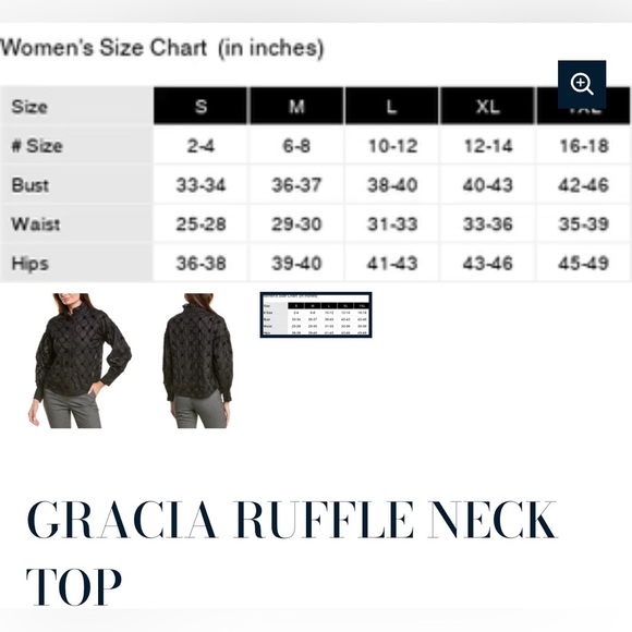 💕 🆕 NWT Gracia Black Ruffle Neck Blouse - Picture 14 of 14